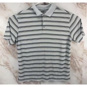 Men's Nike Golf dri-fit White Gray Stripes Short Sleeve Polo Shirt Size Large